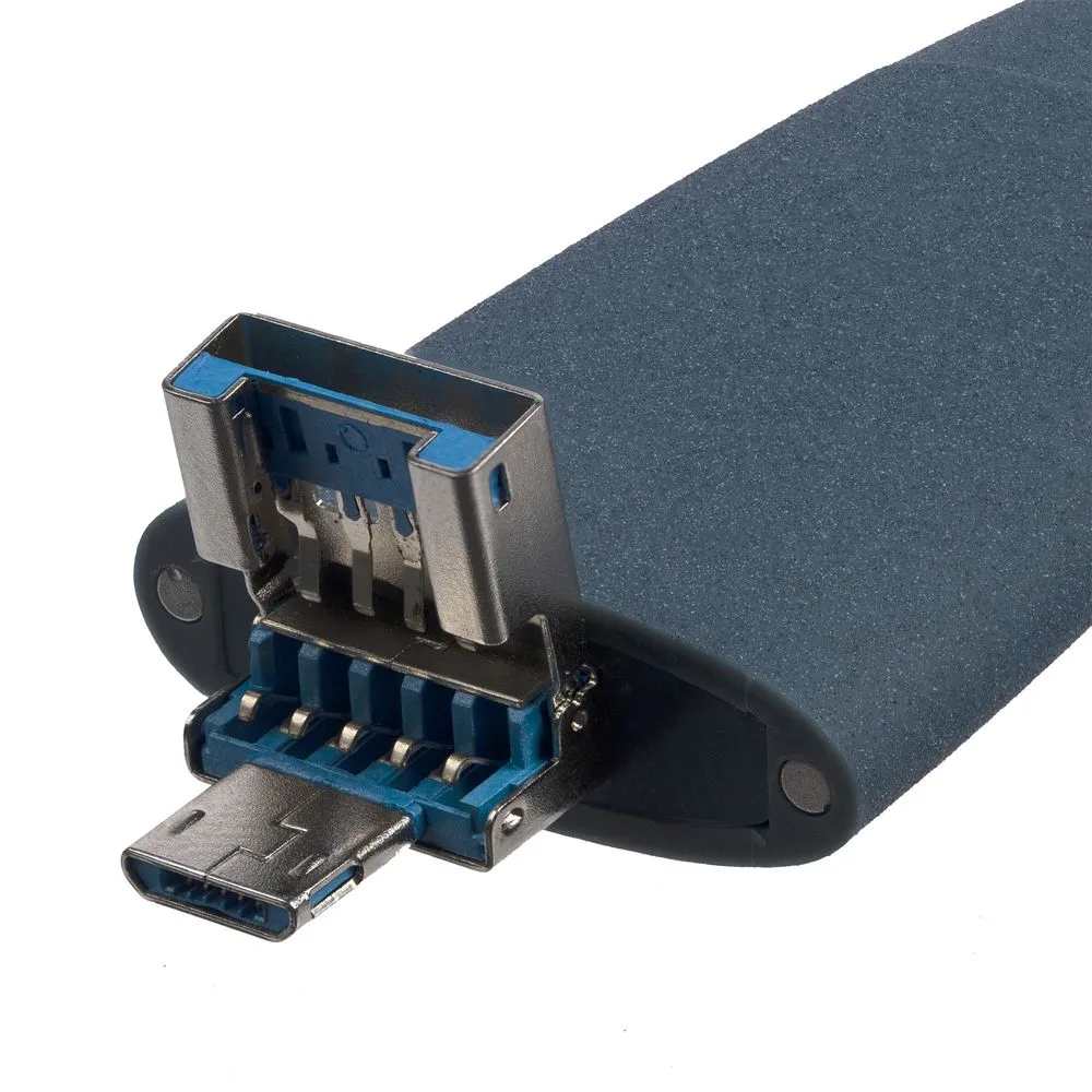 Флешка Pebble Universal, USB 3.0, серо-синяя, 32 Гб заказать онлайн с вашим дизайном на заказ в Москве и области