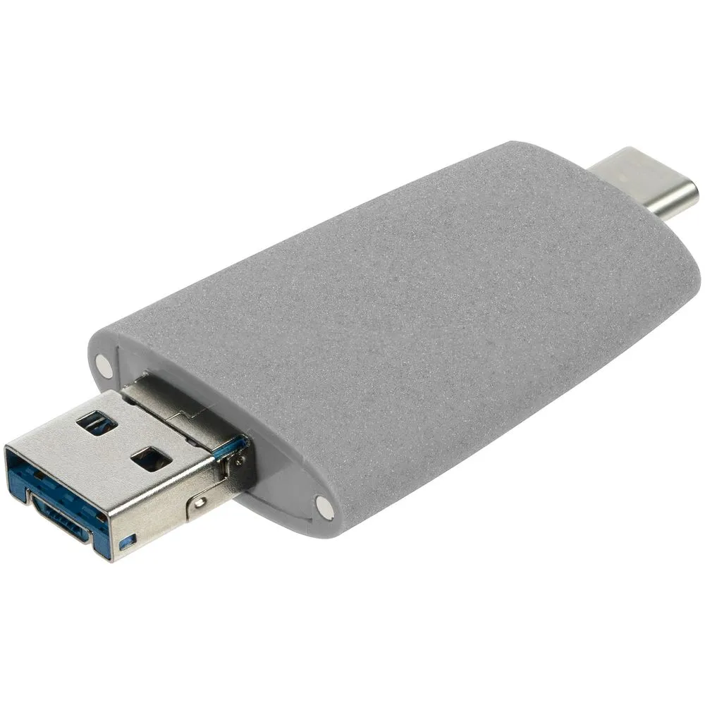 Флешка Pebble Universal, USB 3.0, серая, 64 Гб заказать онлайн с вашим дизайном на заказ в Москве и области