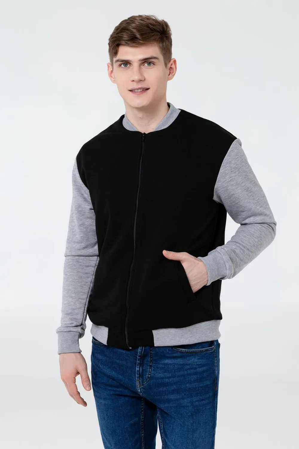 Бомбер College ярко-синий, размер XL заказать онлайн с вашим дизайном на заказ в Москве и области