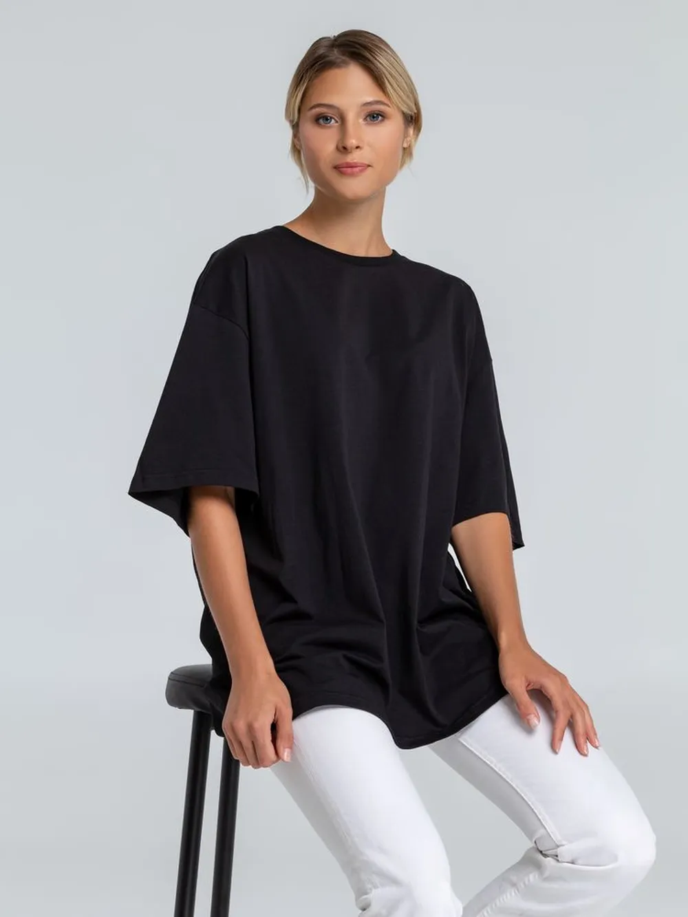 Футболка оверсайз «Чистая соль», черная, размер M/L (48-50) заказать онлайн с вашим дизайном на заказ в Москве и области