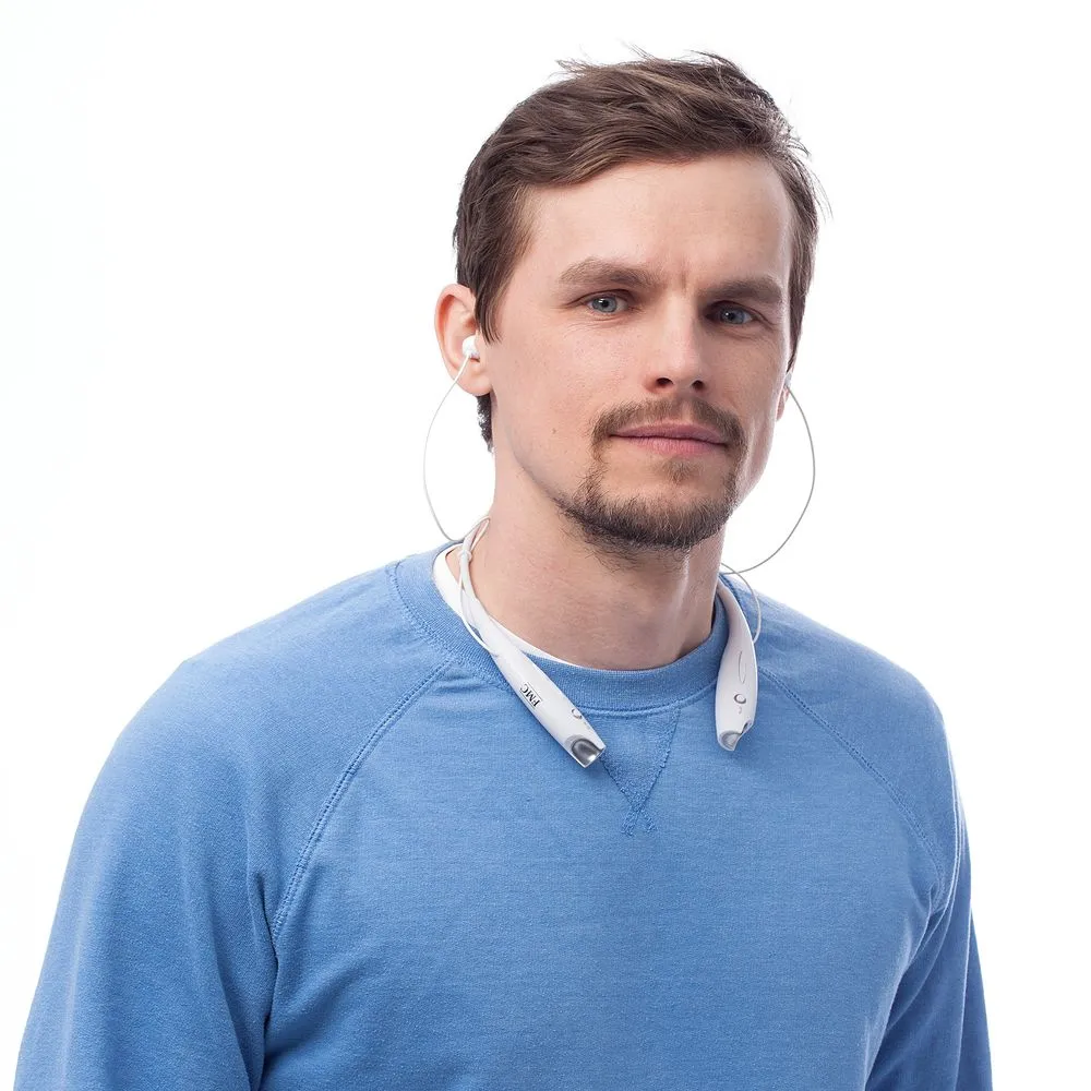 Bluetooth наушники stereoBand, ver.2, белые заказать онлайн с вашим дизайном на заказ в Москве и области