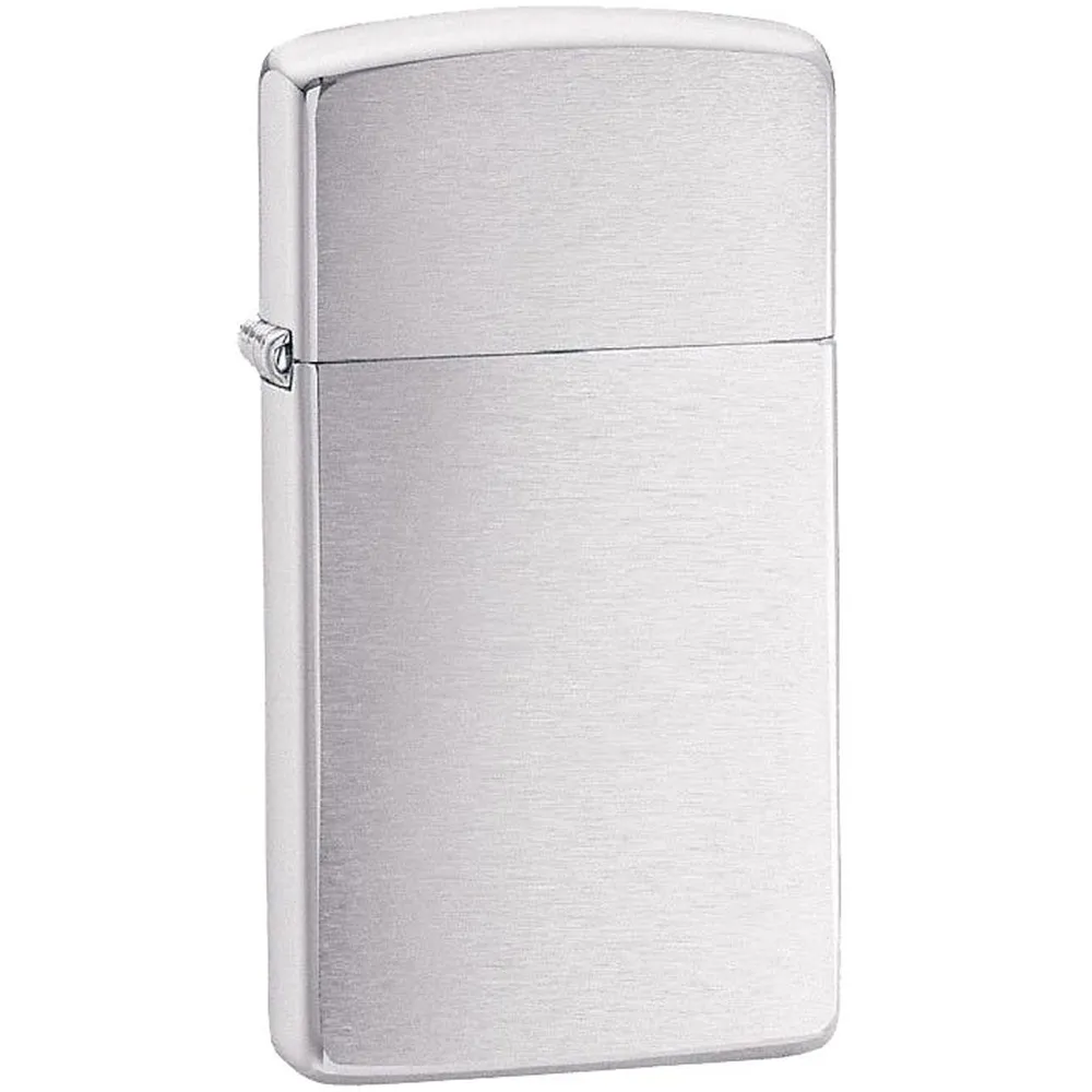 Зажигалка Zippo Slim Brushed, матовая серебристая заказать онлайн с вашим дизайном на заказ в Москве и области