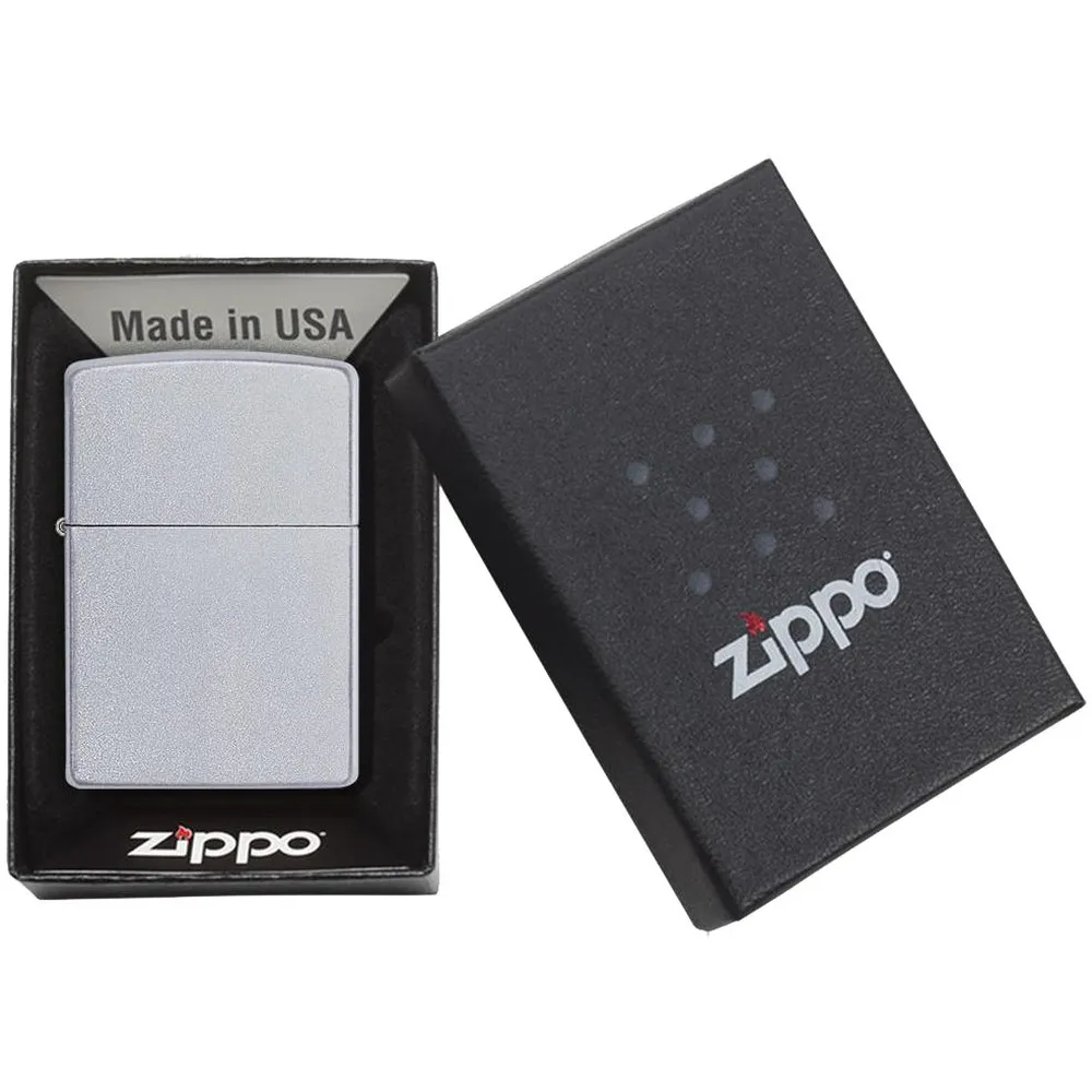Зажигалка Zippo Classic Satin, серебристая заказать онлайн с вашим дизайном на заказ в Москве и области