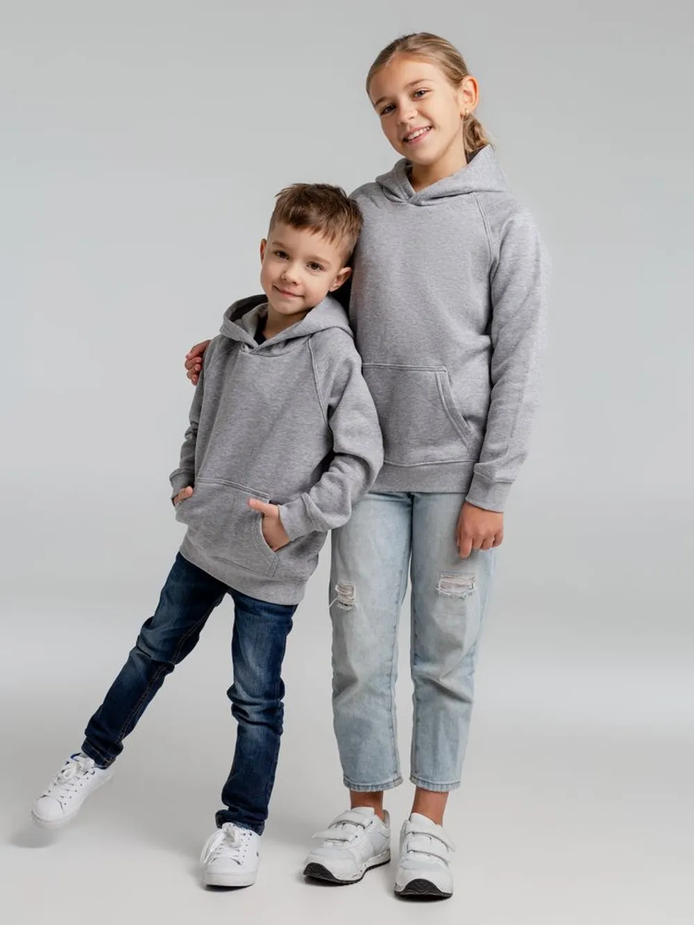 Толстовка детская Stellar Kids, серый меланж, на рост 130-140 см (10 лет) заказать онлайн с вашим дизайном на заказ в Москве и области