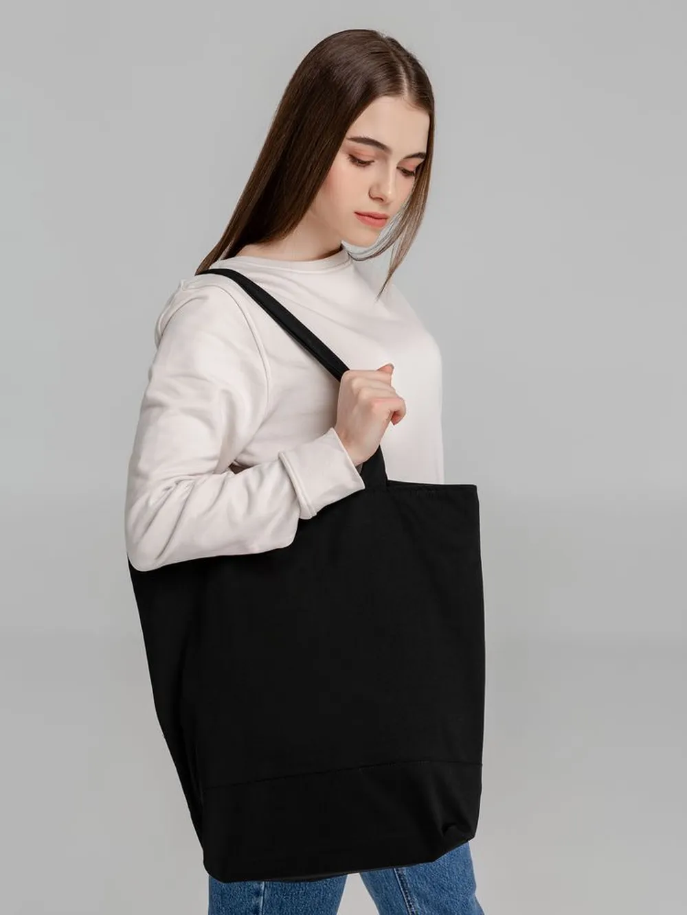 Сумка для покупок на молнии Shopaholic Zip, черная заказать онлайн с вашим дизайном на заказ в Москве и области