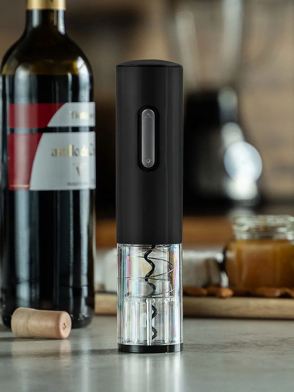 Электрический штопор с ножом для фольги Wine Diesel, черный заказать онлайн с вашим дизайном на заказ в Москве и области