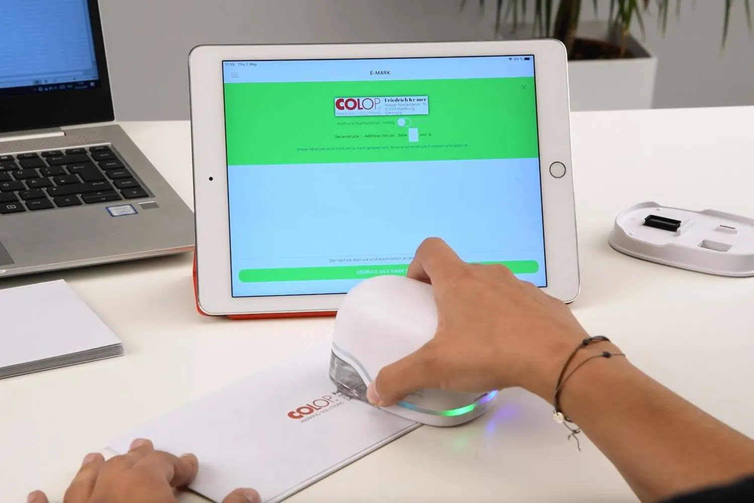 Мобильный принтер Colop E-mark, белый заказать онлайн с вашим дизайном на заказ в Москве и области