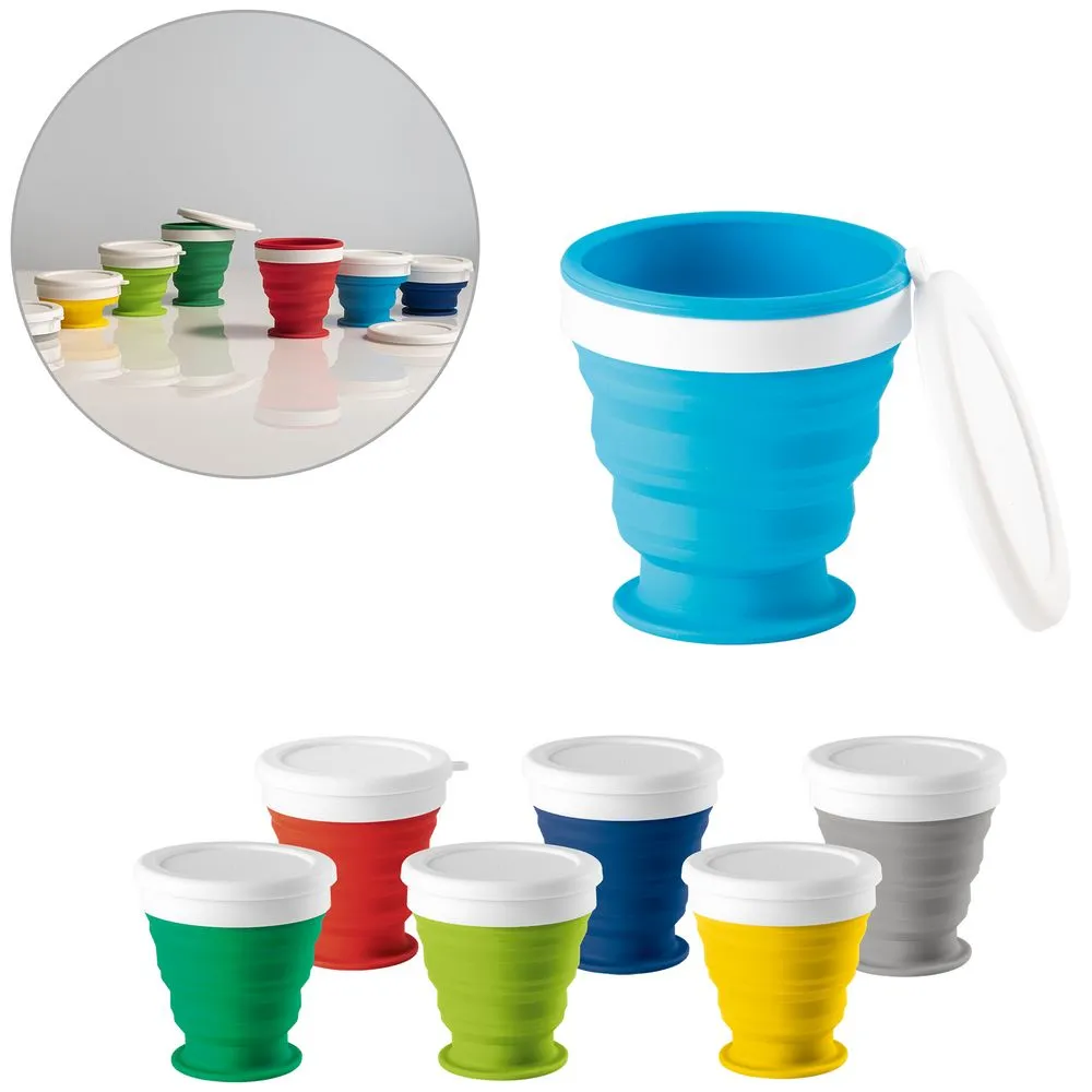 Складной стакан с крышкой Astrada, серый заказать онлайн с вашим дизайном на заказ в Москве и области