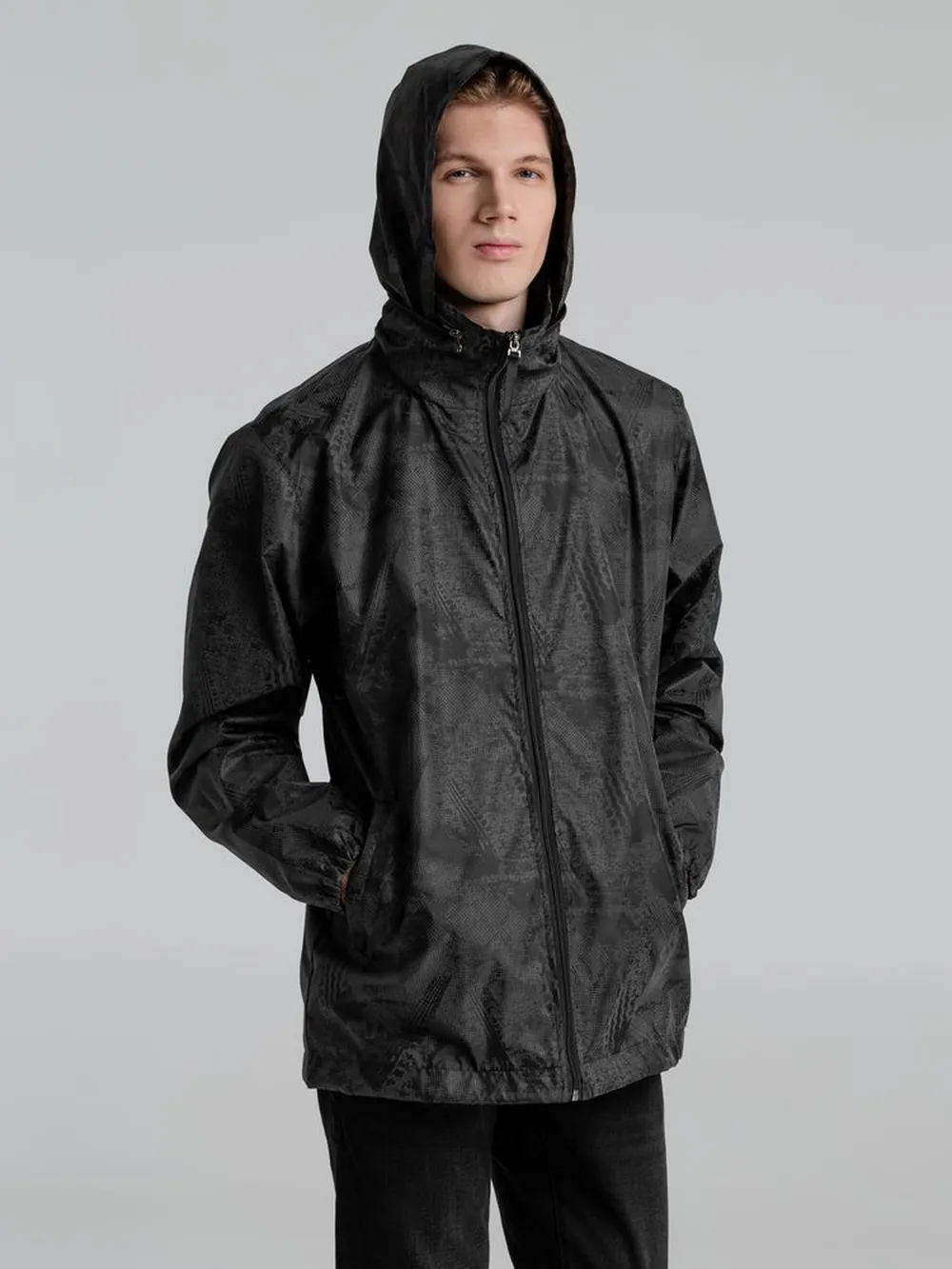 Ветровка светоотражающая Finvind, темно-серая заказать онлайн с вашим дизайном на заказ в Москве и области
