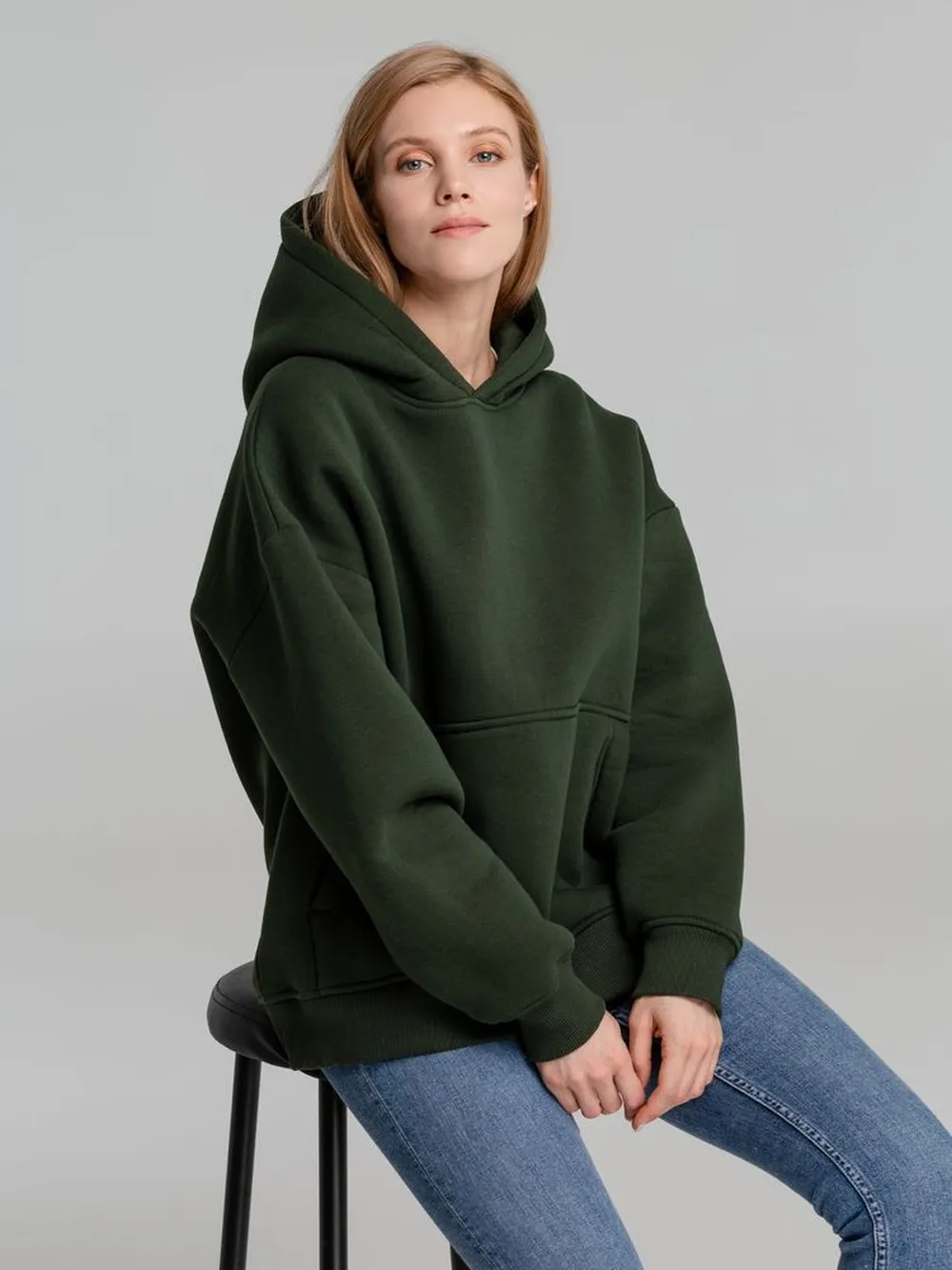 Худи Kulonga Oversize, темно-зеленый (хаки), размер 3XL/4XL заказать онлайн с вашим дизайном на заказ в Москве и области