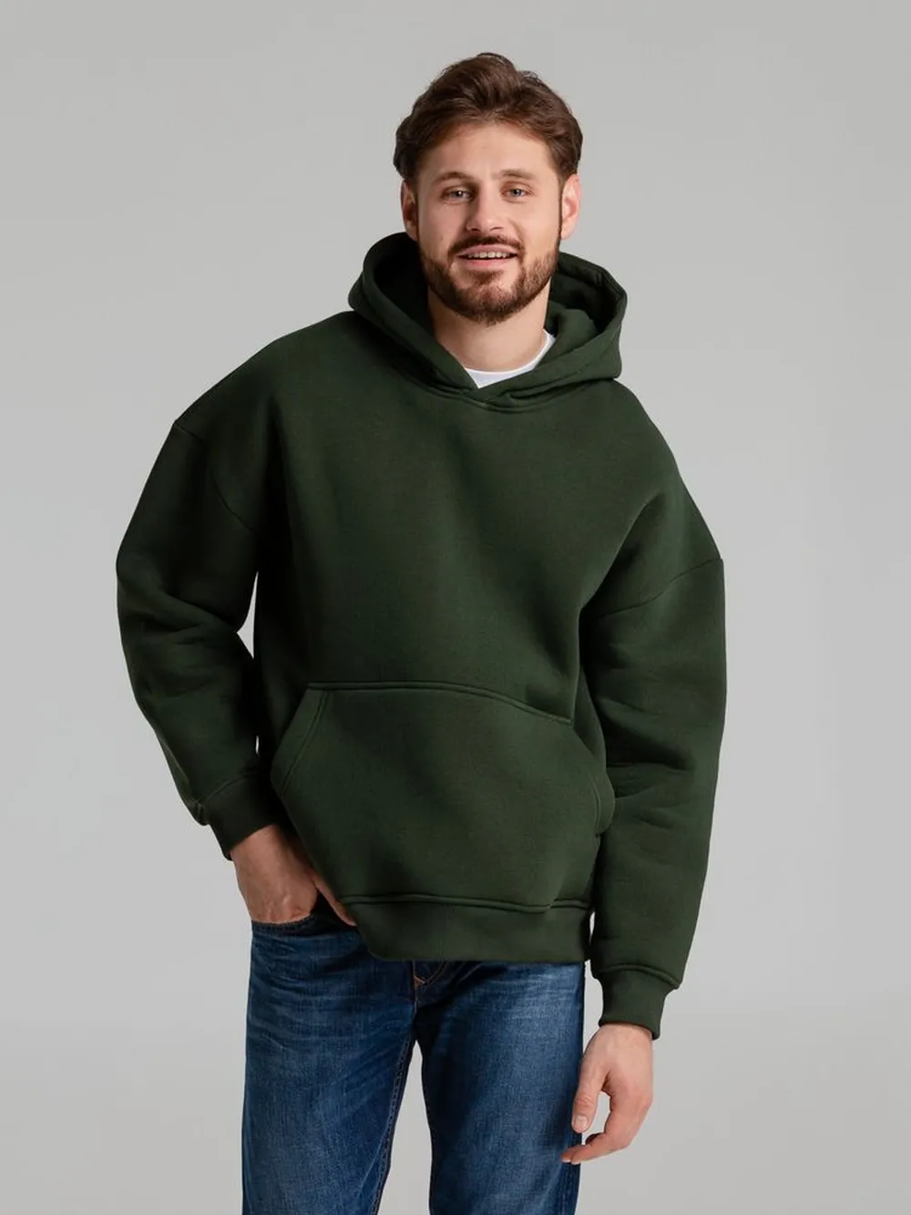 Худи Kulonga Oversize, темно-зеленый (хаки), размер 3XL/4XL заказать онлайн с вашим дизайном на заказ в Москве и области