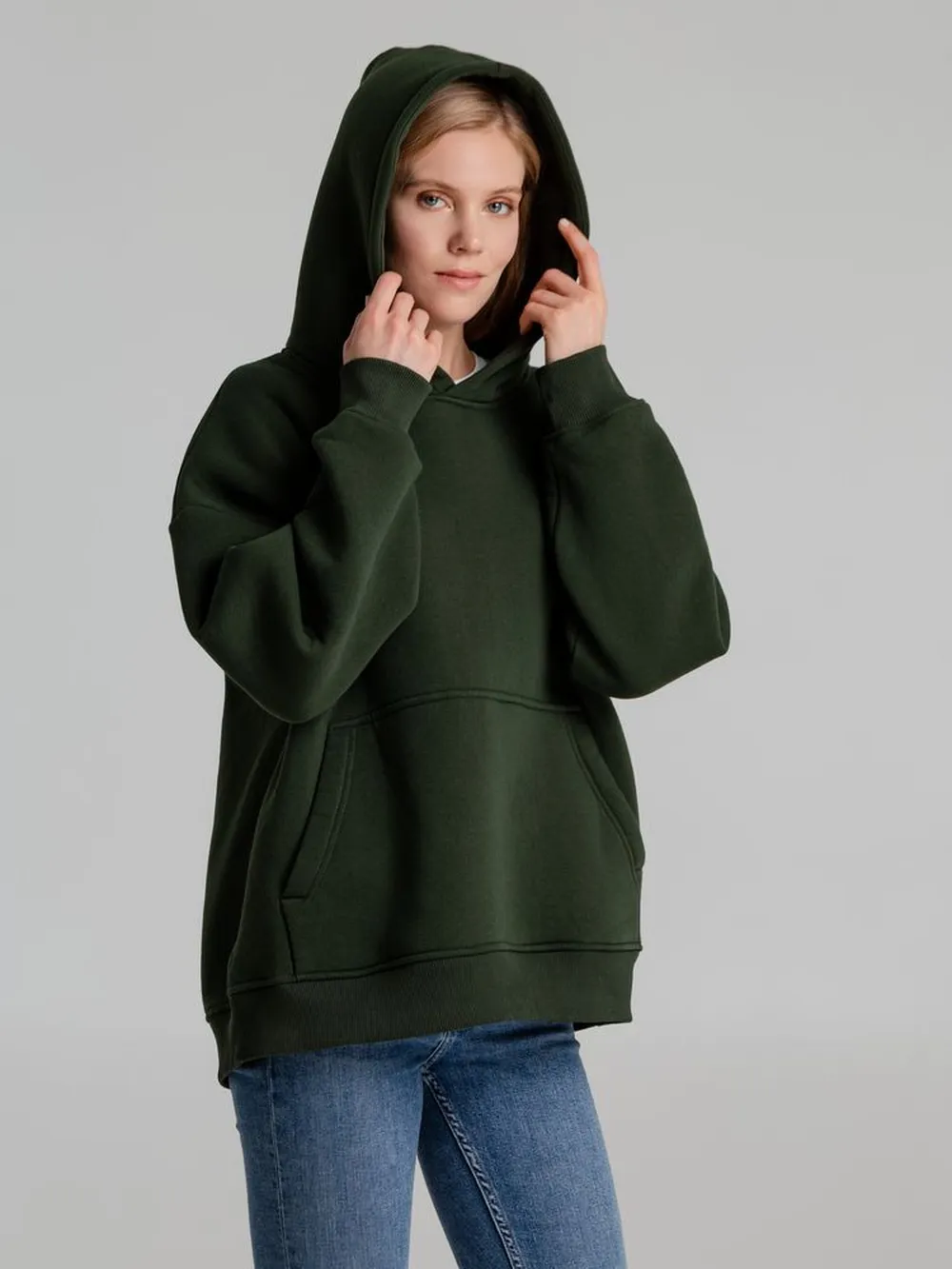 Худи Kulonga Oversize, темно-зеленый (хаки), размер 3XL/4XL заказать онлайн с вашим дизайном на заказ в Москве и области