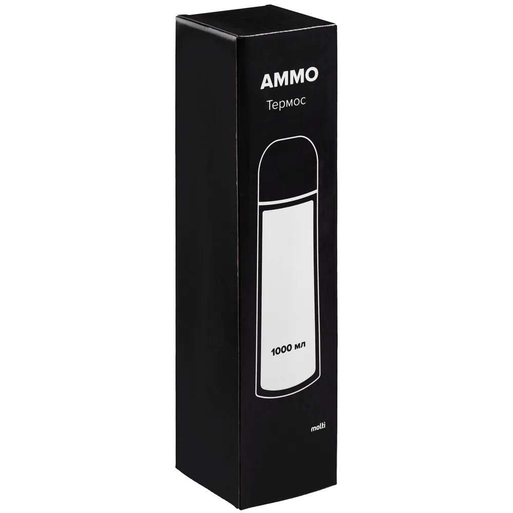 Термос Ammo 1000, черный заказать онлайн с вашим дизайном на заказ в Москве и области