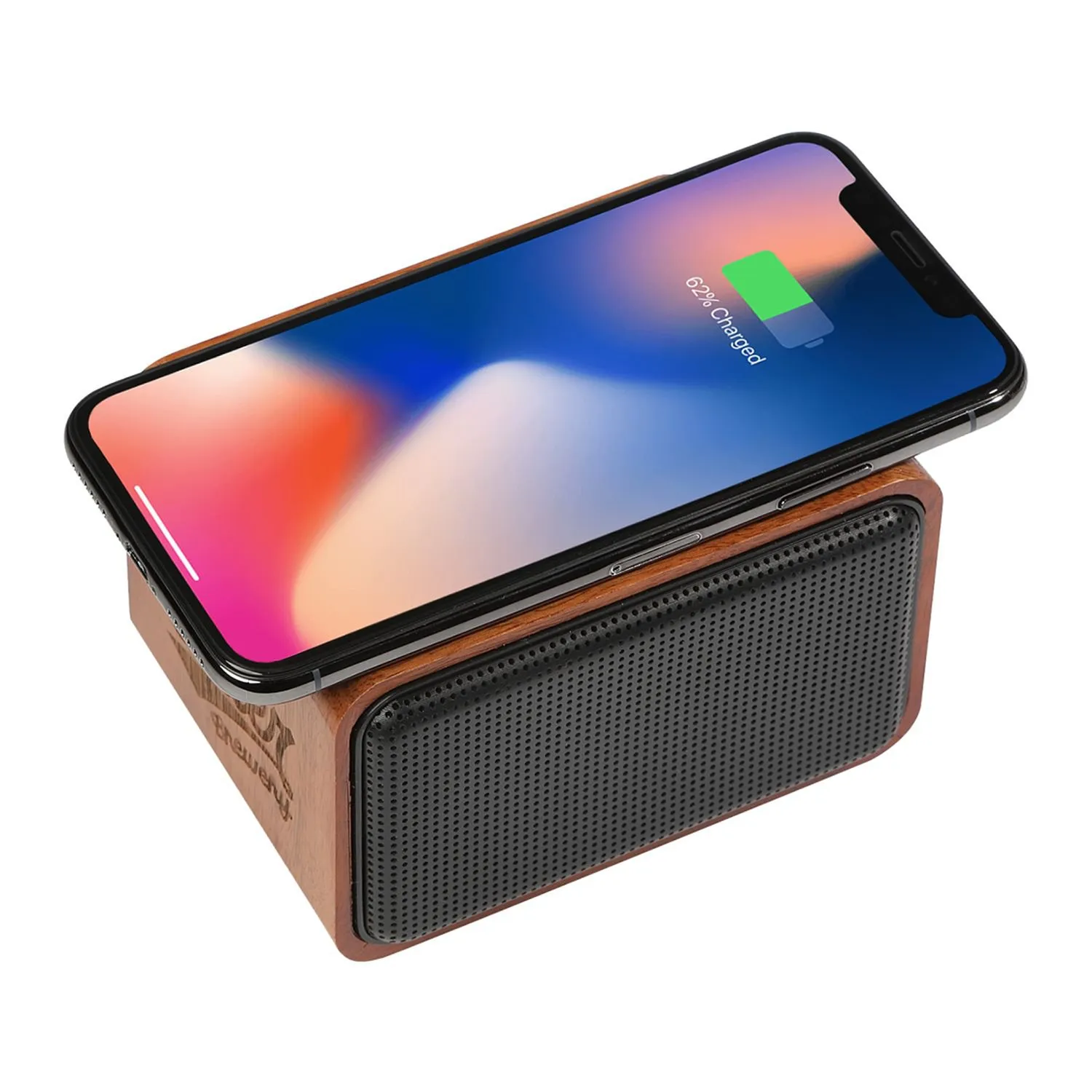 Деревянная Bluetooth колонка с беспроводной зарядкой заказать онлайн с вашим дизайном на заказ в Москве и области