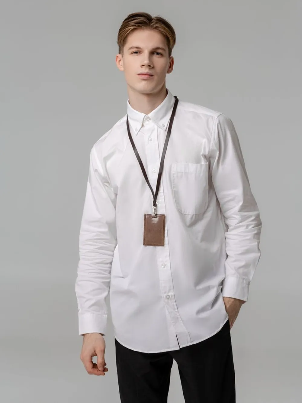 Лента для бейджа Leather Long заказать онлайн с вашим дизайном на заказ в Москве и области