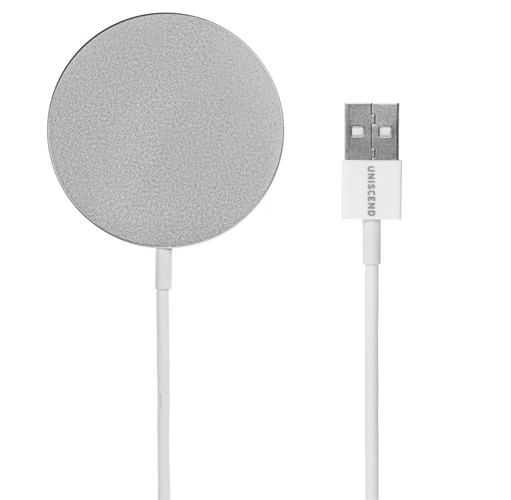 Беспроводное зарядное устройство с магнитами Magmate, серебристое заказать онлайн с вашим дизайном на заказ в Москве и области