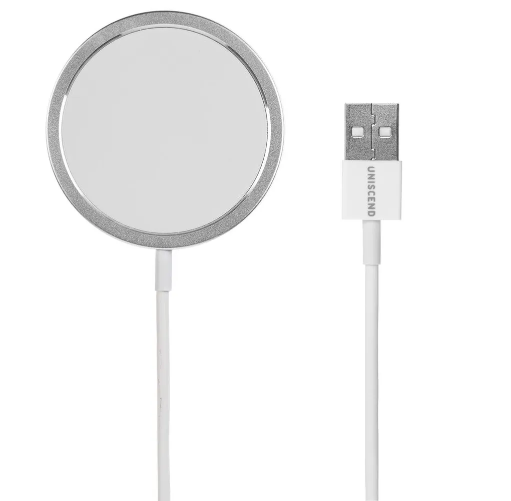 Беспроводное зарядное устройство с магнитами Magmate, серебристое заказать онлайн с вашим дизайном на заказ в Москве и области