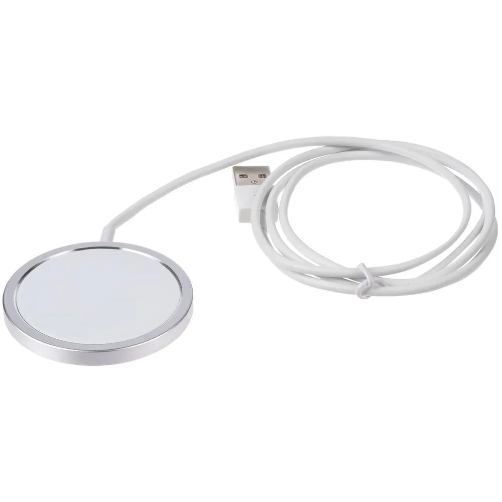 Беспроводное зарядное устройство с магнитами Magmate, серебристое заказать онлайн с вашим дизайном на заказ в Москве и области