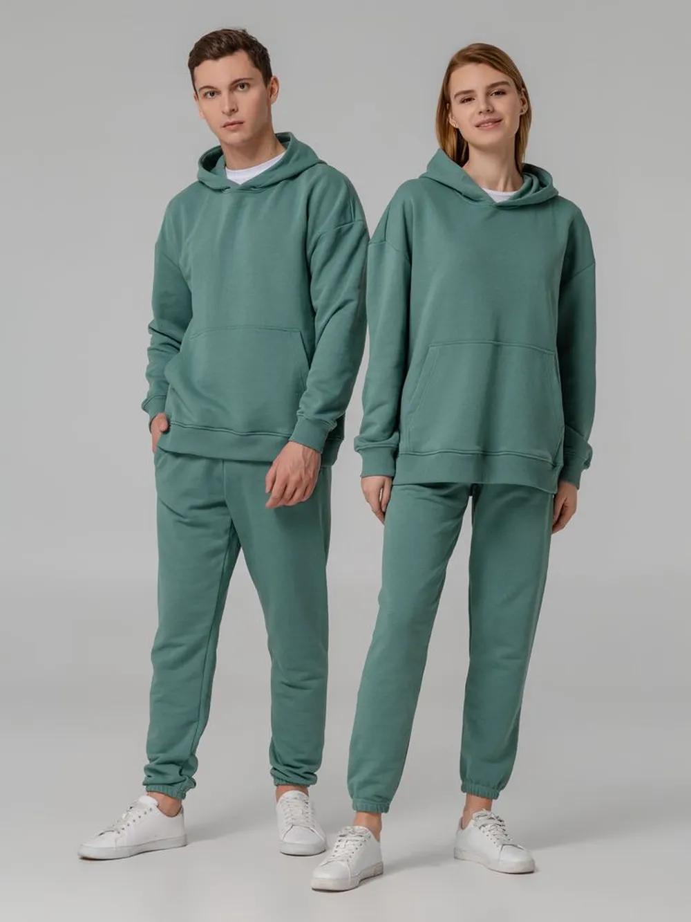 Худи оверсайз Kulonga Comfort, серо-зеленое, размер XS/S заказать онлайн с вашим дизайном на заказ в Москве и области