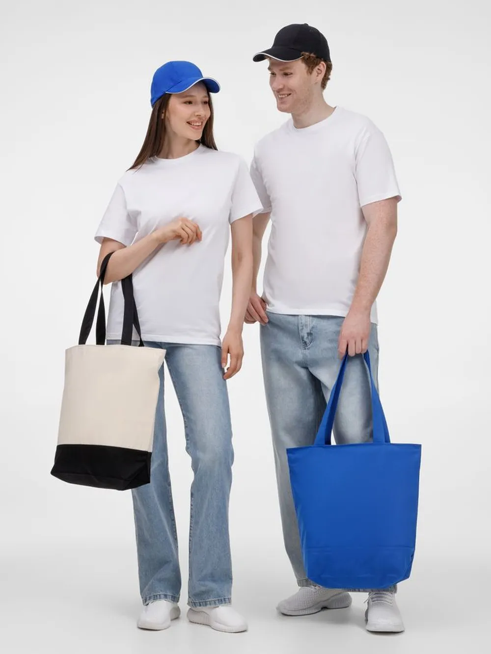 Сумка для покупок на молнии Shopaholic Zip, синяя заказать онлайн с вашим дизайном на заказ в Москве и области