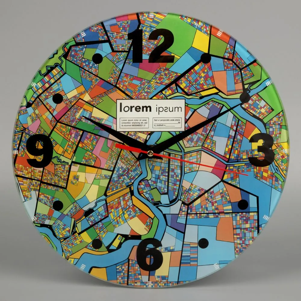 Часы стеклянные на заказ Time Wheel заказать онлайн с вашим дизайном на заказ в Москве и области