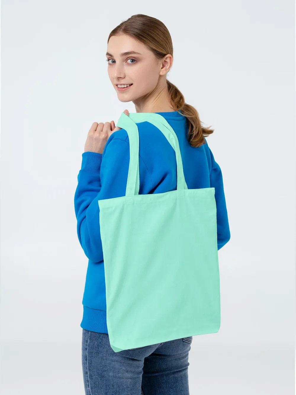 Холщовая сумка Avoska, бирюзовая, ver.1 заказать онлайн с вашим дизайном на заказ в Москве и области