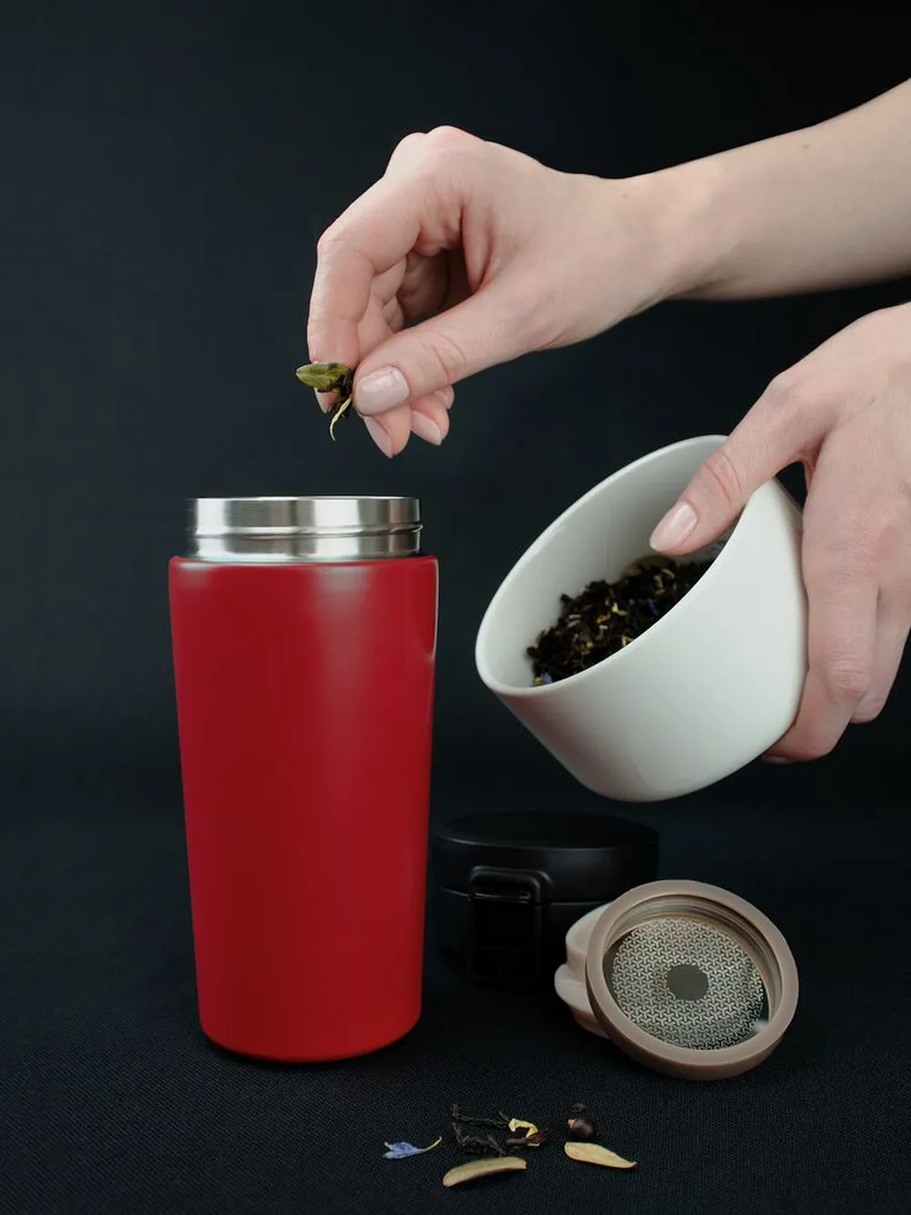 Термостакан с ситечком No Leak Infuser, красный заказать онлайн с вашим дизайном на заказ в Москве и области