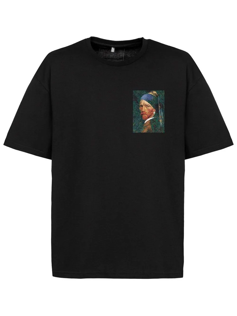 Футболка оверсайз «Мужчина с жемчужной сережкой», черная заказать онлайн с вашим дизайном на заказ в Москве и области