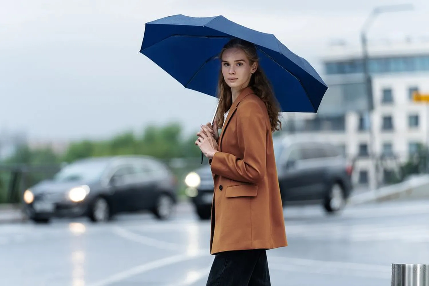 Зонт складной Basic, темно-синий заказать онлайн с вашим дизайном на заказ в Москве и области