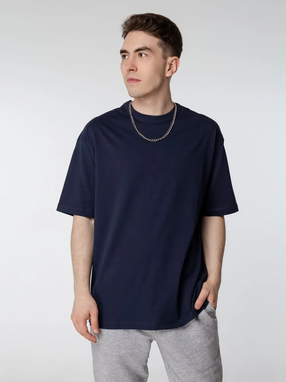 Футболка оверсайз мужская Boxy Men, темно-синяя, размер XL заказать онлайн с вашим дизайном на заказ в Москве и области