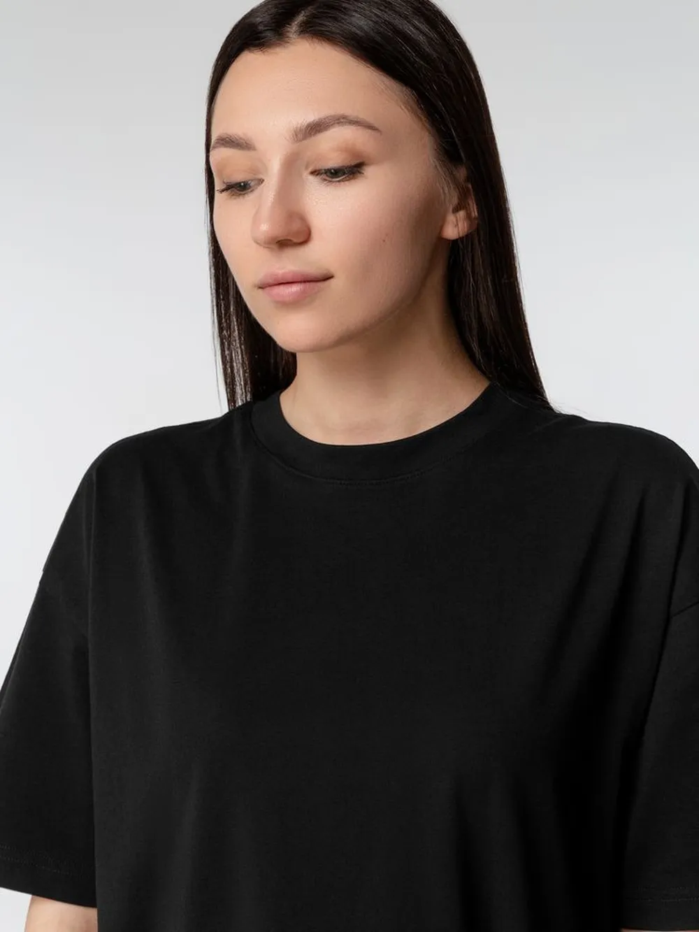 Футболка оверсайз женская Boxy Women, черная, размер XS заказать онлайн с вашим дизайном на заказ в Москве и области