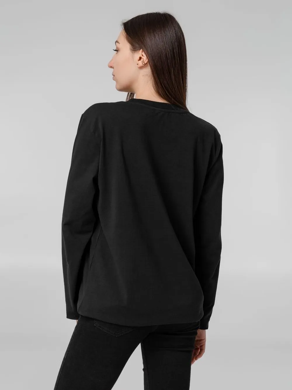 Футболка с длинным рукавом Lehta, черная, размер L заказать онлайн с вашим дизайном на заказ в Москве и области