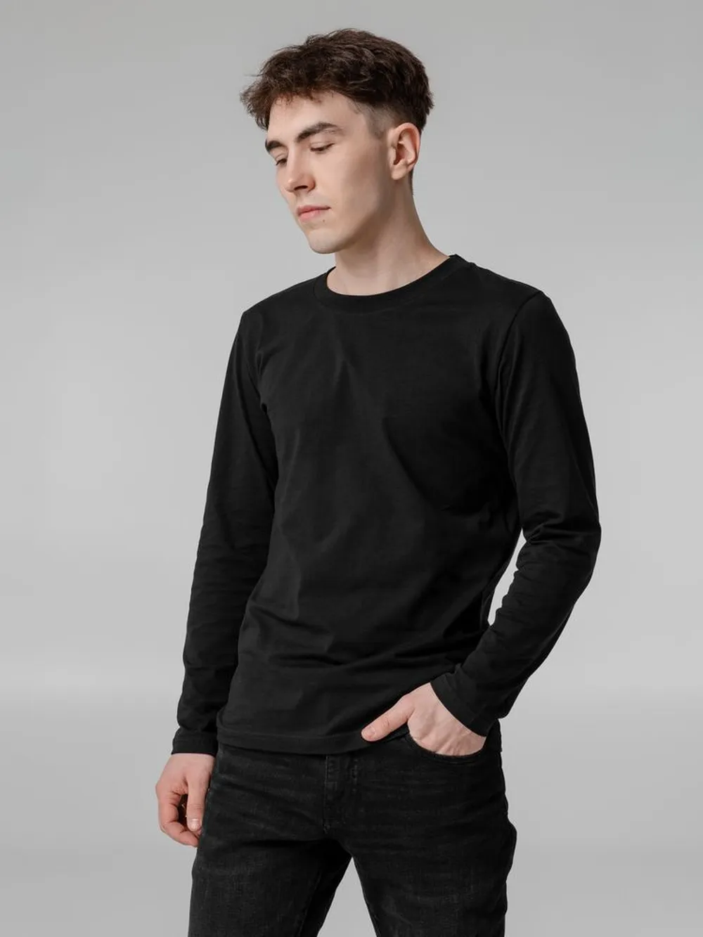 Футболка с длинным рукавом Lehta, черная, размер L заказать онлайн с вашим дизайном на заказ в Москве и области