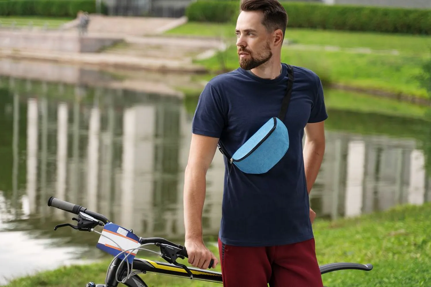 Поясная сумка Handy Dandy, синяя заказать онлайн с вашим дизайном на заказ в Москве и области