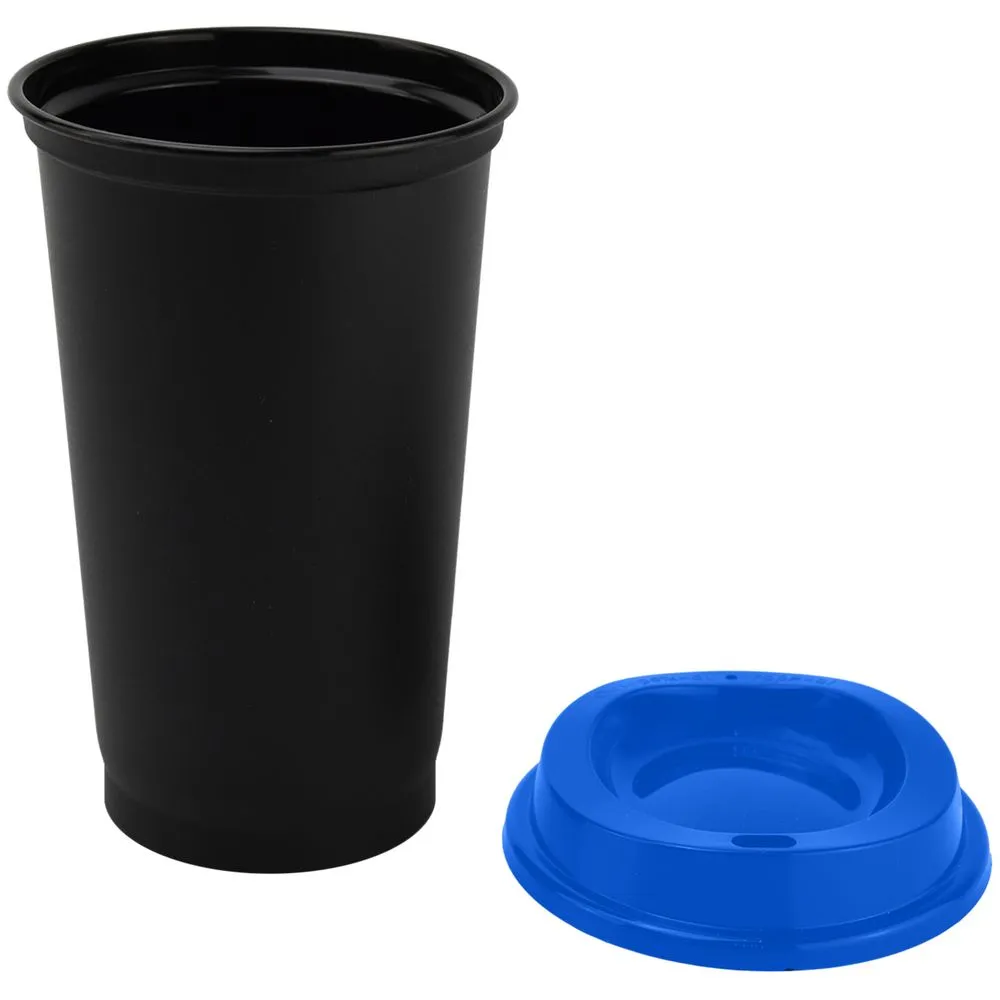 Стакан с крышкой Color Cap Black, черный с синим заказать онлайн с вашим дизайном на заказ в Москве и области