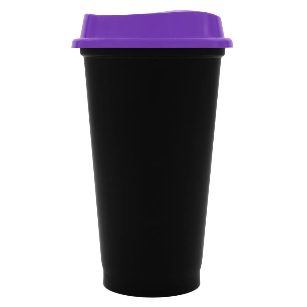 Стакан с крышкой Color Cap Black, черный с фиолетовым заказать онлайн с вашим дизайном на заказ в Москве и области