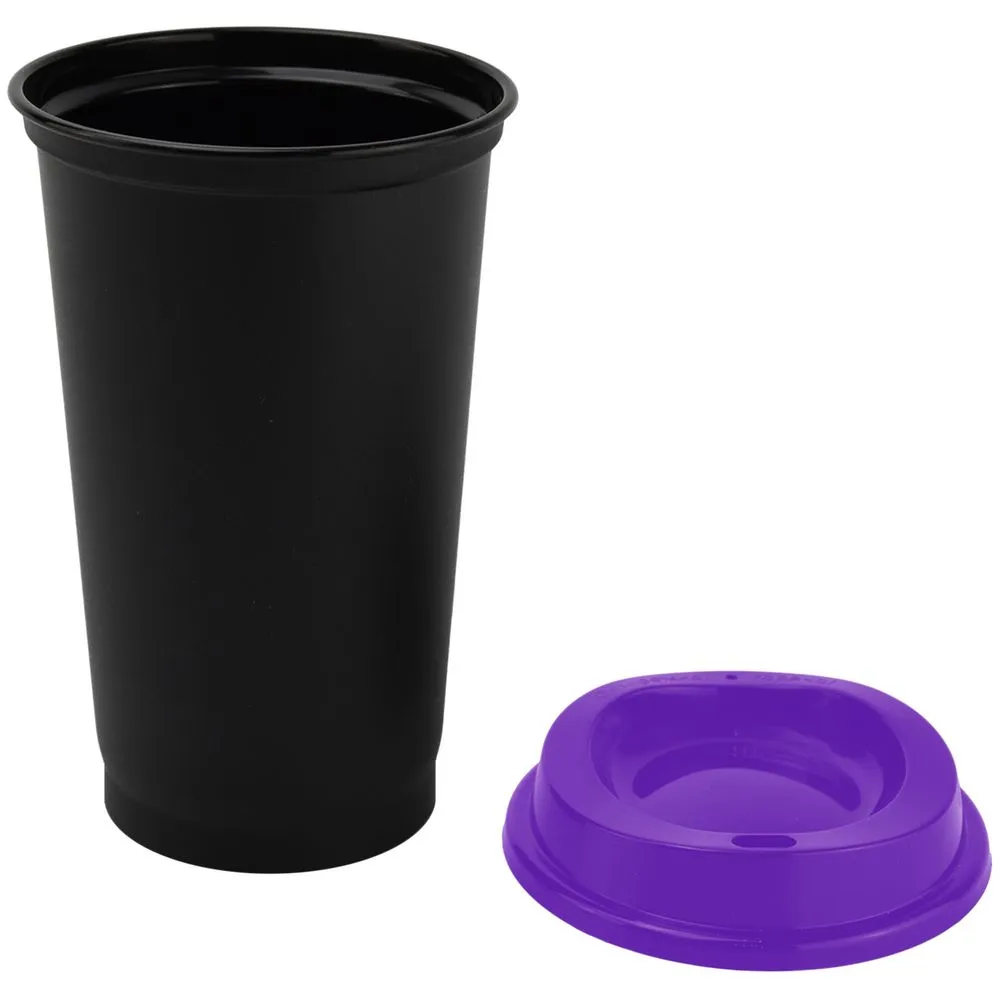 Стакан с крышкой Color Cap Black, черный с фиолетовым заказать онлайн с вашим дизайном на заказ в Москве и области
