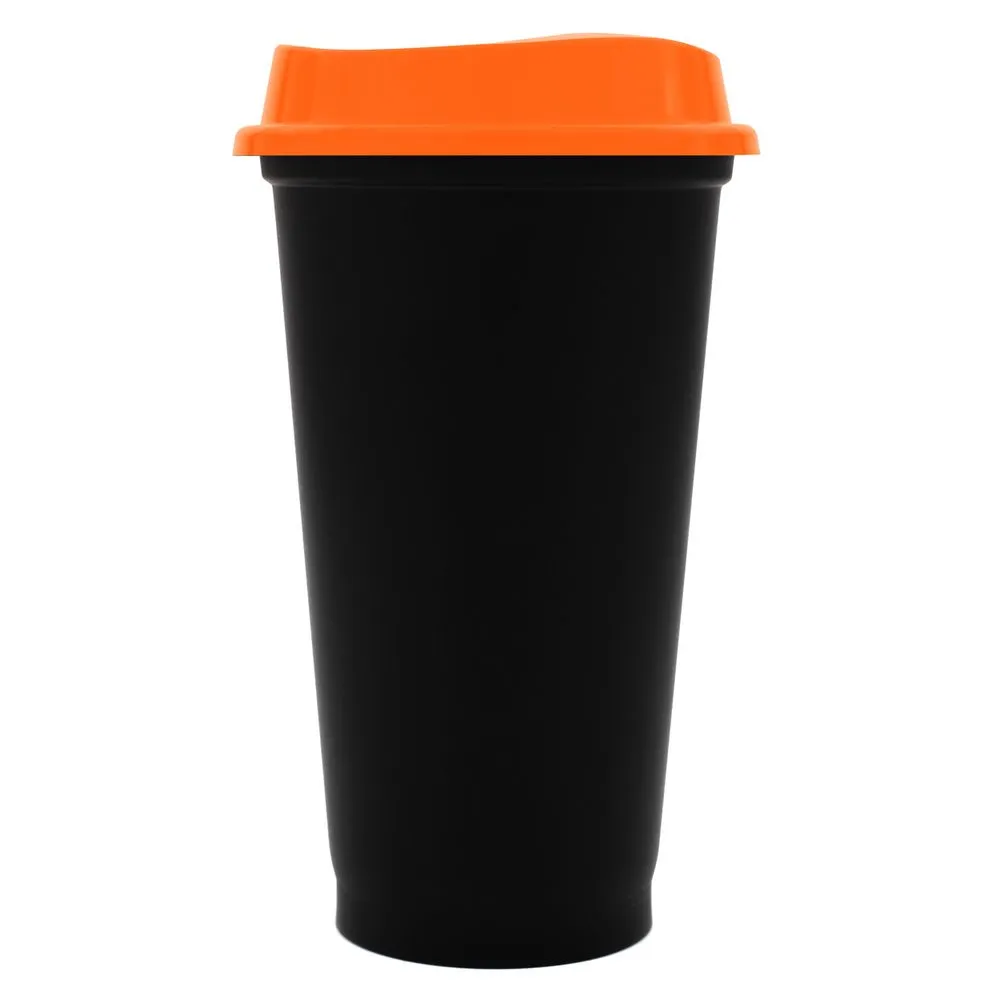 Стакан с крышкой Color Cap Black, черный с оранжевым заказать онлайн с вашим дизайном на заказ в Москве и области