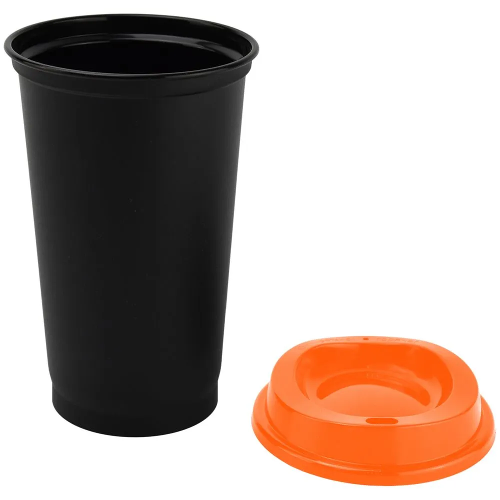 Стакан с крышкой Color Cap Black, черный с оранжевым заказать онлайн с вашим дизайном на заказ в Москве и области