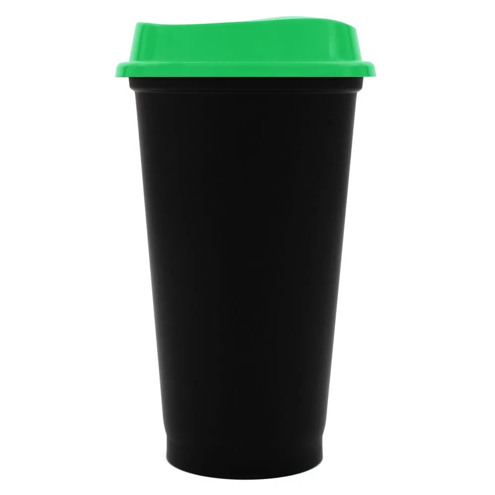 Стакан с крышкой Color Cap Black, черный с зеленым заказать онлайн с вашим дизайном на заказ в Москве и области