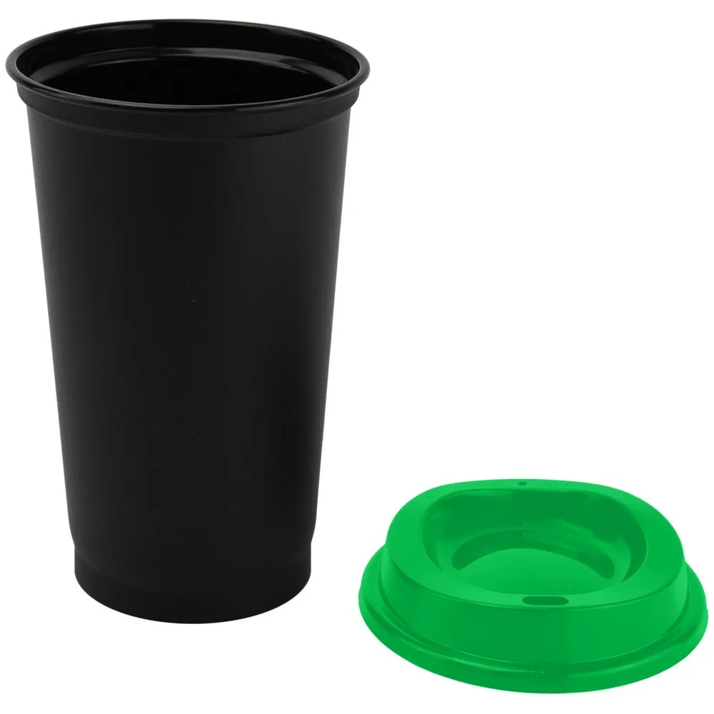 Стакан с крышкой Color Cap Black, черный с зеленым заказать онлайн с вашим дизайном на заказ в Москве и области
