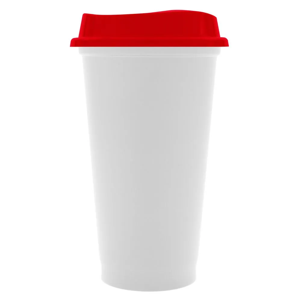 Стакан с крышкой Color Cap White, белый с красным заказать онлайн с вашим дизайном на заказ в Москве и области