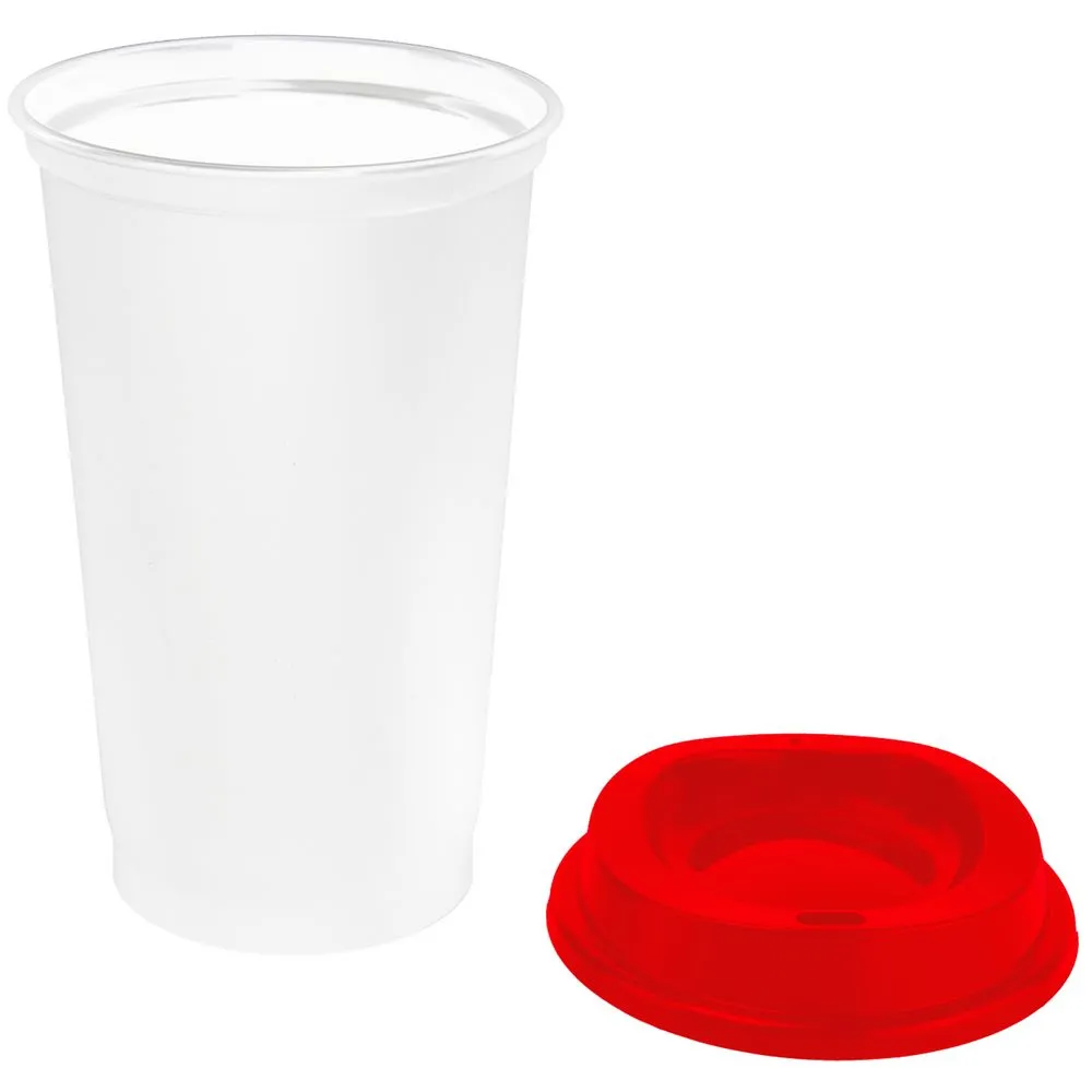 Стакан с крышкой Color Cap White, белый с красным заказать онлайн с вашим дизайном на заказ в Москве и области