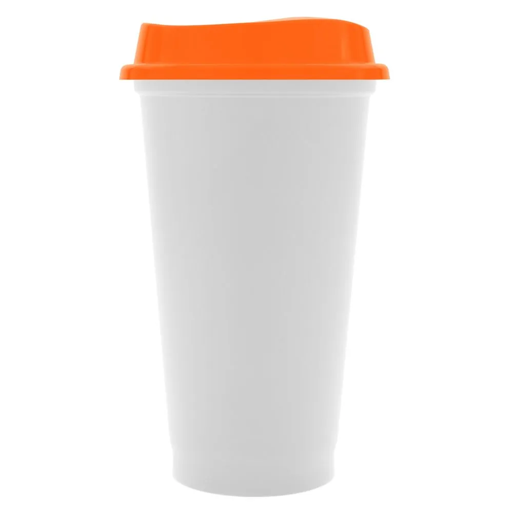 Стакан с крышкой Color Cap White, белый с оранжевым заказать онлайн с вашим дизайном на заказ в Москве и области