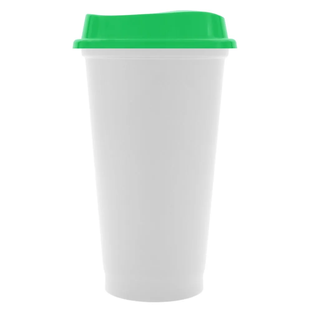 Стакан с крышкой Color Cap White, белый с зеленым заказать онлайн с вашим дизайном на заказ в Москве и области