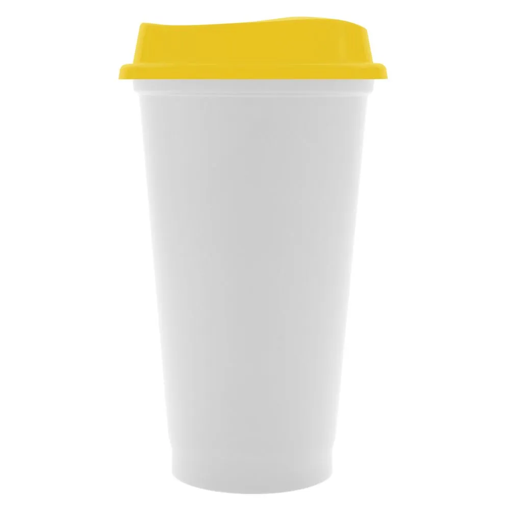 Стакан с крышкой Color Cap White, белый с желтым заказать онлайн с вашим дизайном на заказ в Москве и области