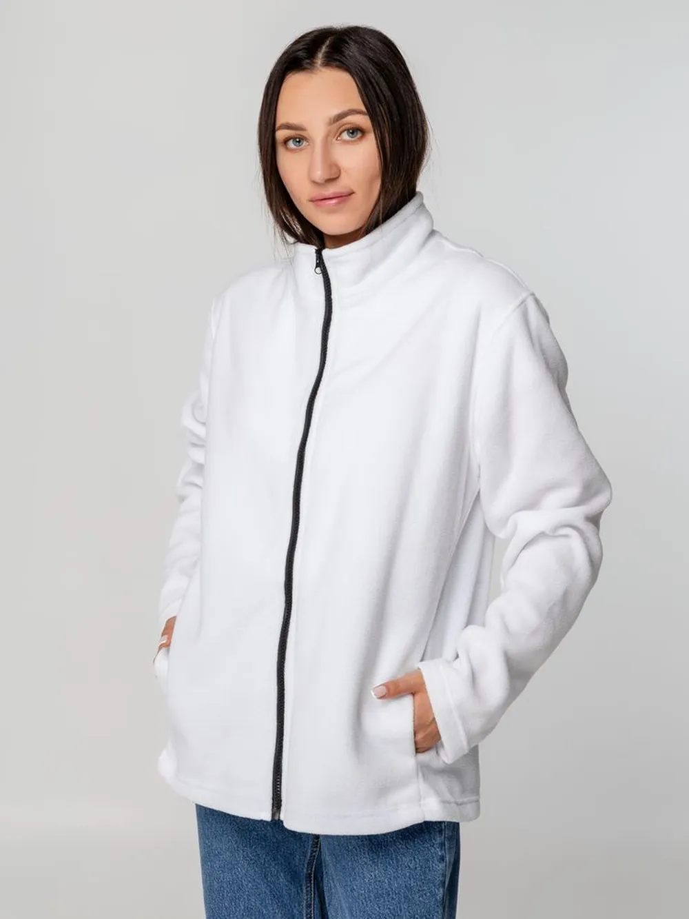 Куртка флисовая унисекс Manakin, ярко-синяя, размер ХS/S заказать онлайн с вашим дизайном на заказ в Москве и области