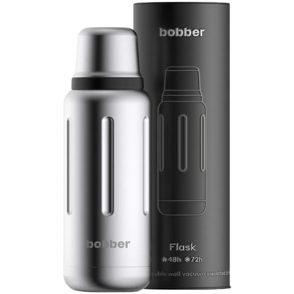 Термос Flask 1000, вакуумный, стальной матовый заказать онлайн с вашим дизайном на заказ в Москве и области
