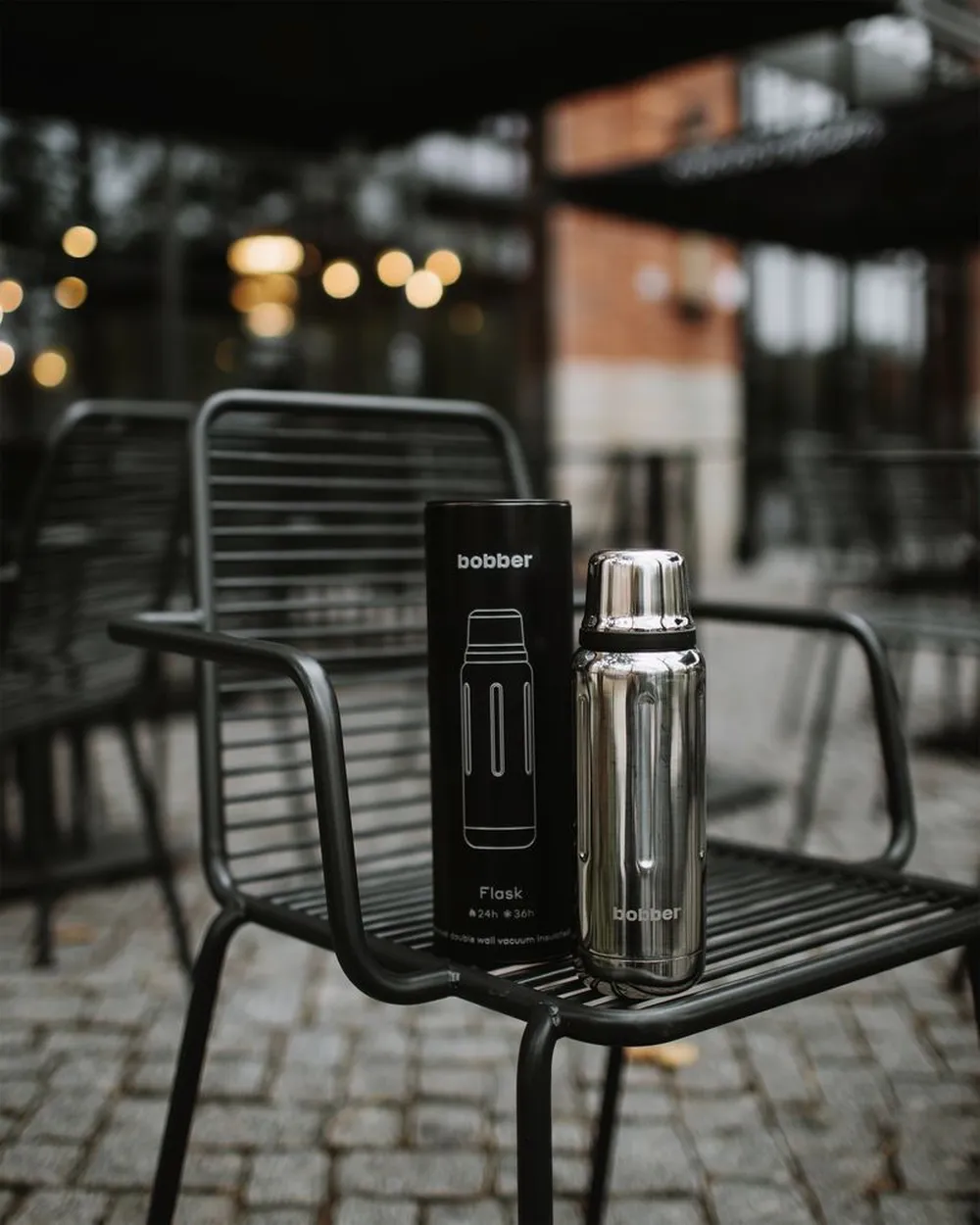 Термос Flask 470, вакуумный, стальной зеркальный заказать онлайн с вашим дизайном на заказ в Москве и области