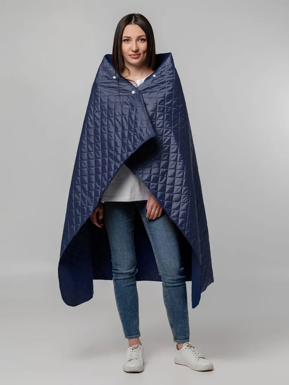 Плед-пончо для пикника SnapCoat, синий заказать онлайн с вашим дизайном на заказ в Москве и области